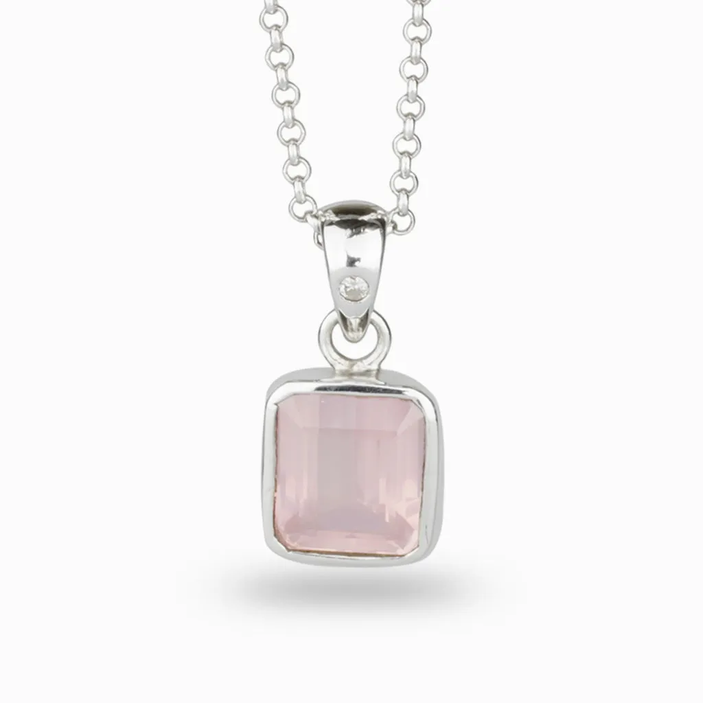 Rose Quartz & Diamond Necklace