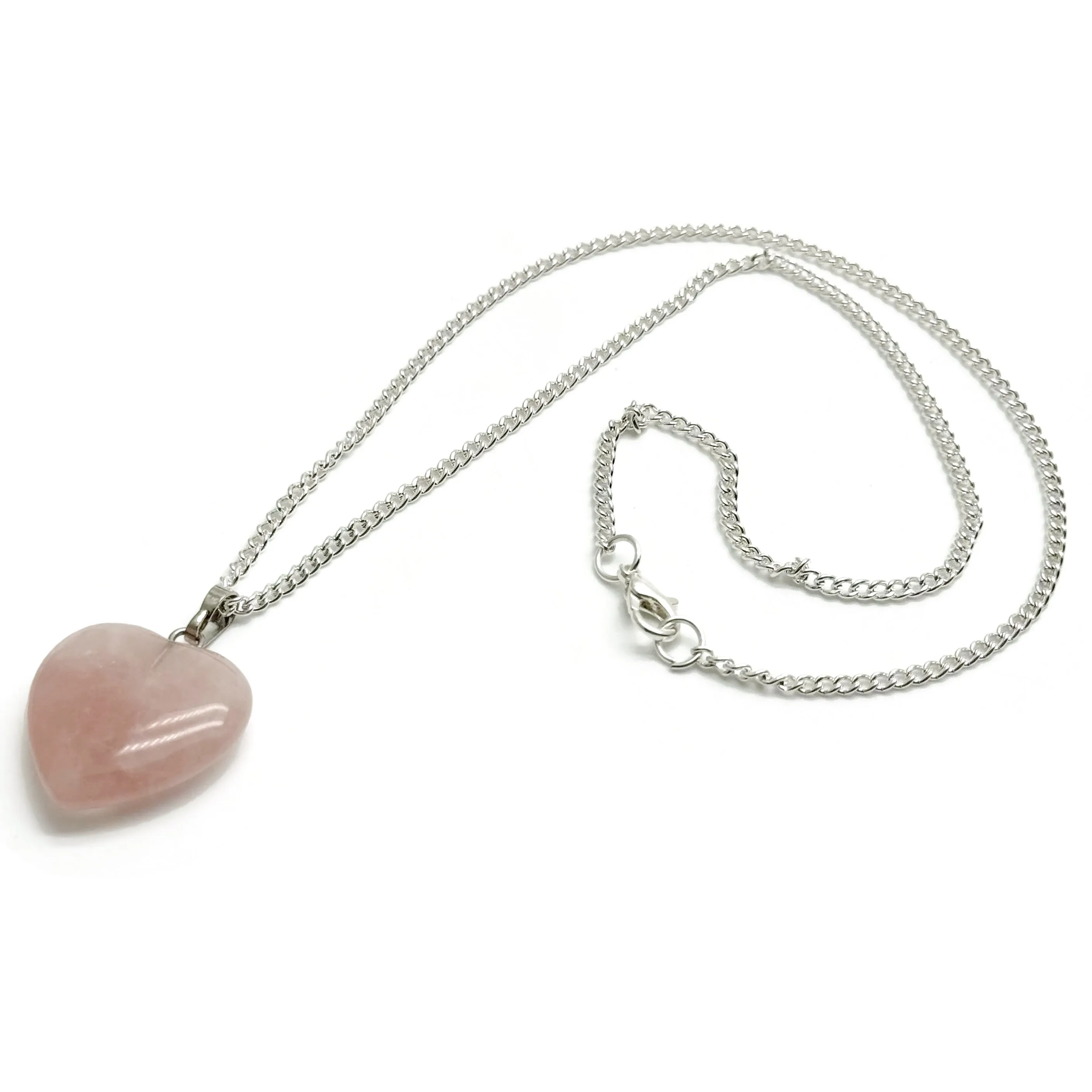 Rose Quartz Heart Pendant Necklace