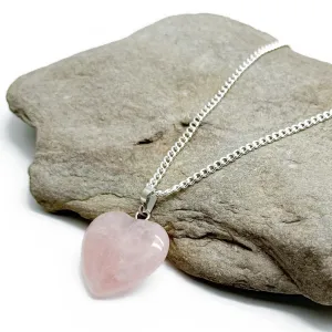 Rose Quartz Heart Pendant Necklace