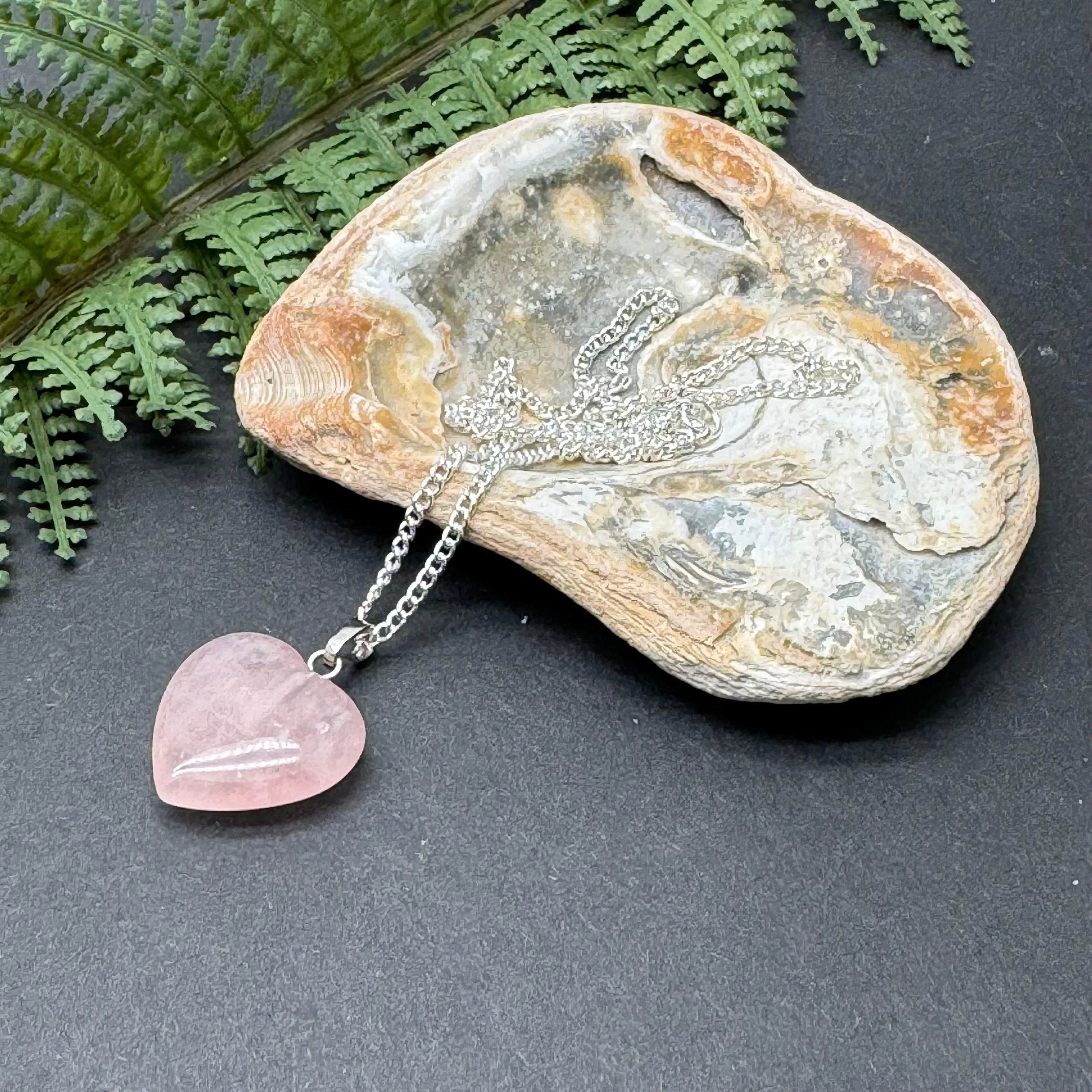 Rose Quartz Heart Pendant Necklace