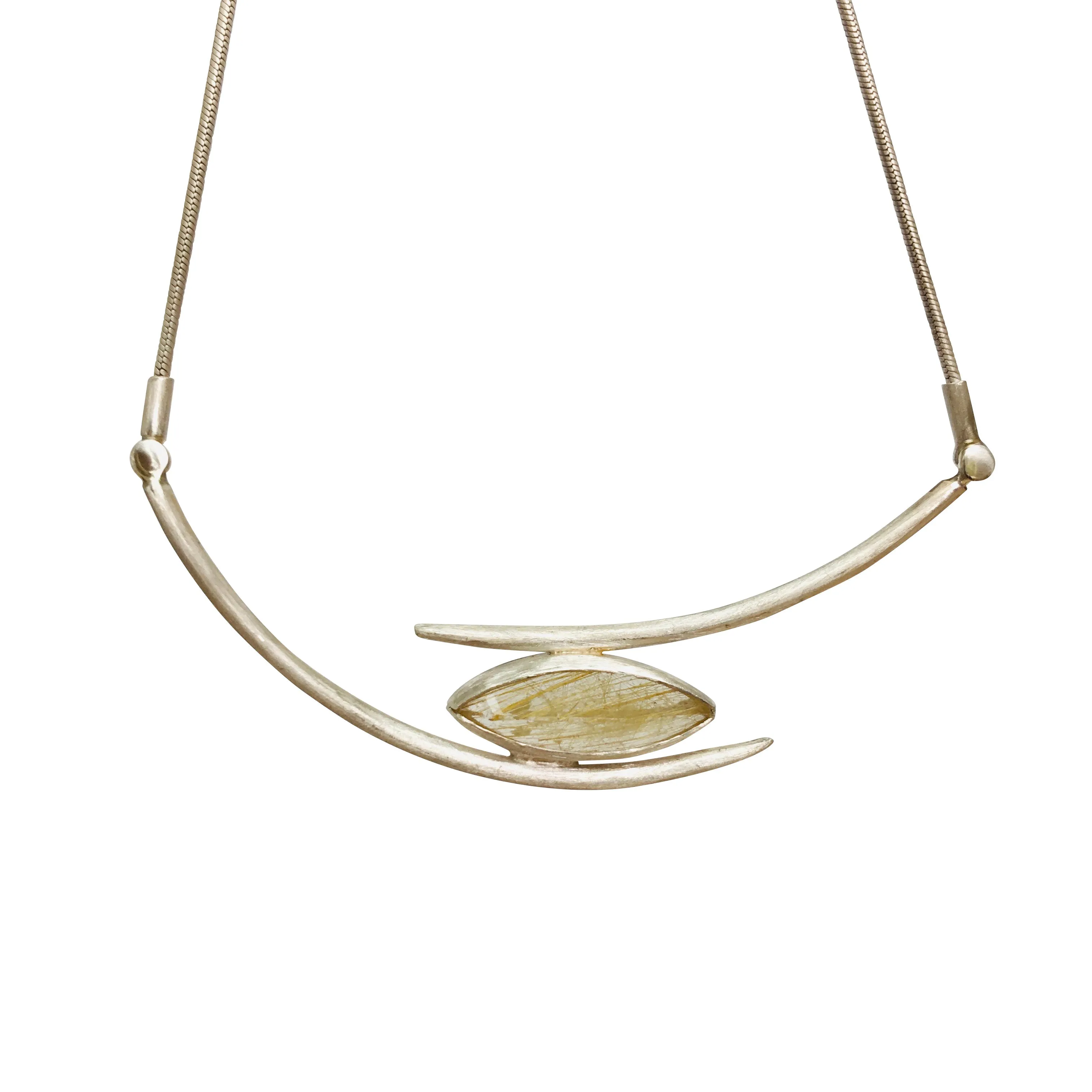 Rutilated Quartz Ellipse Adjustable Necklace