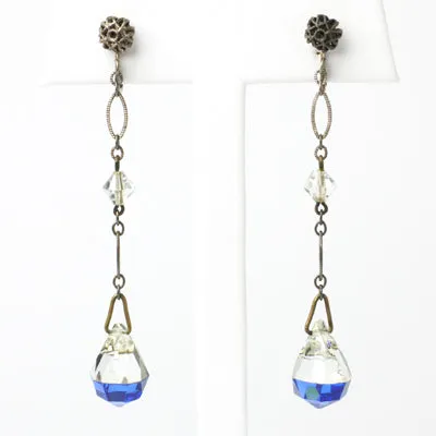 Sapphire Bi-color Bead Art Deco Pendant Earrings