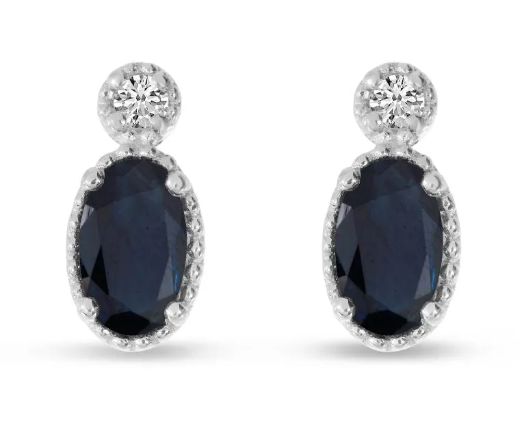 Sapphire Millgrain Birthstone Earrings