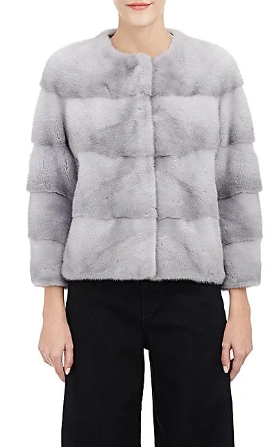 Sarah Mink Fur Jacket Sapphire