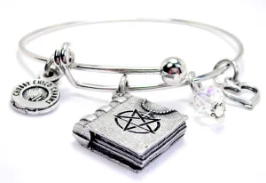 Satanic Book With Upside Cross Expandable Bangle Bracelet