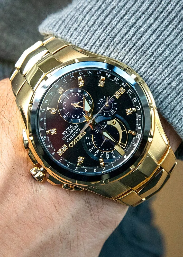 SEIKO COUTURA SOLAR CHRONOGRAPH PERPETUAL DIAMONDS GOLD SSC572P