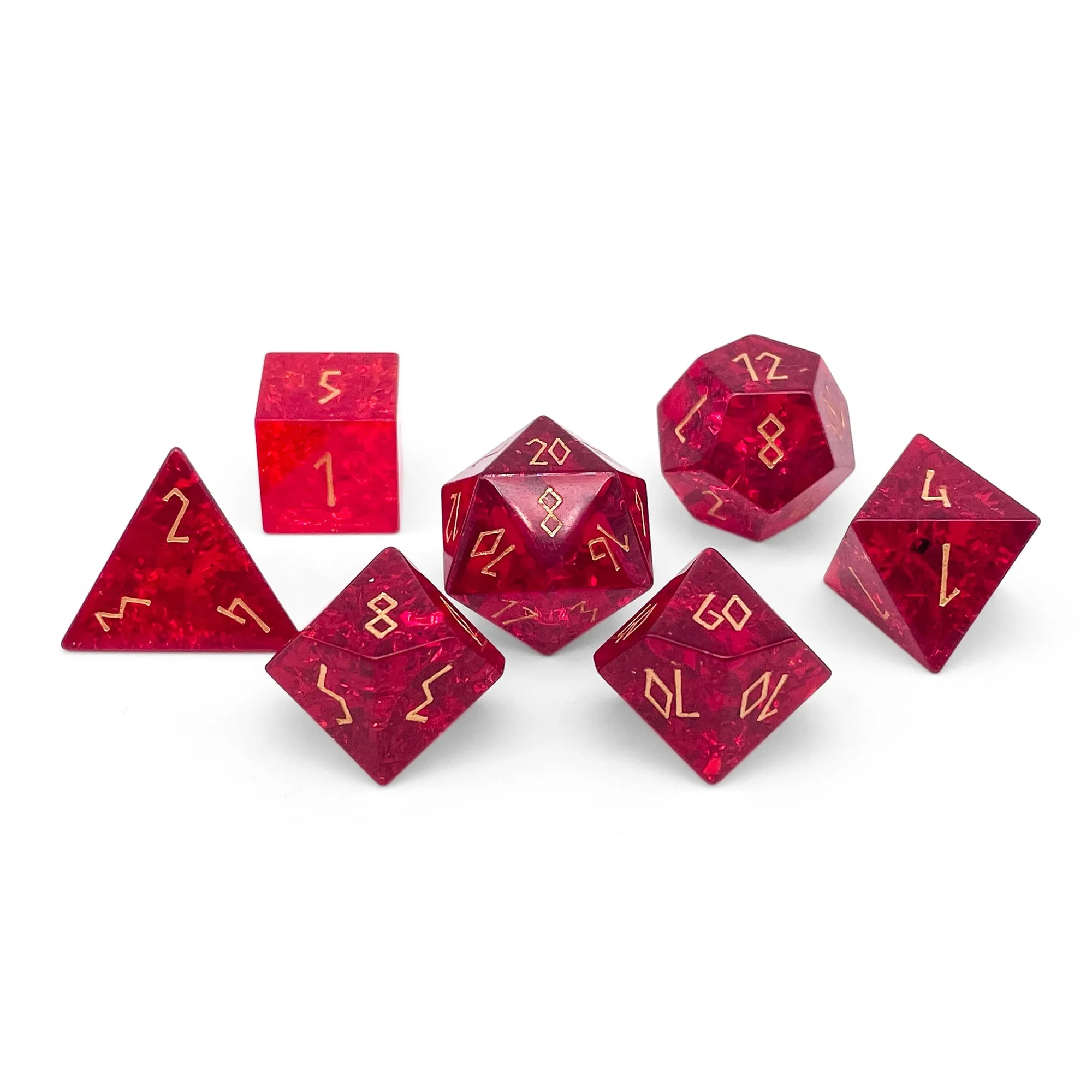 Shattered Zircon Garnet - 7 Piece RPG Set Zircon Glass Dice