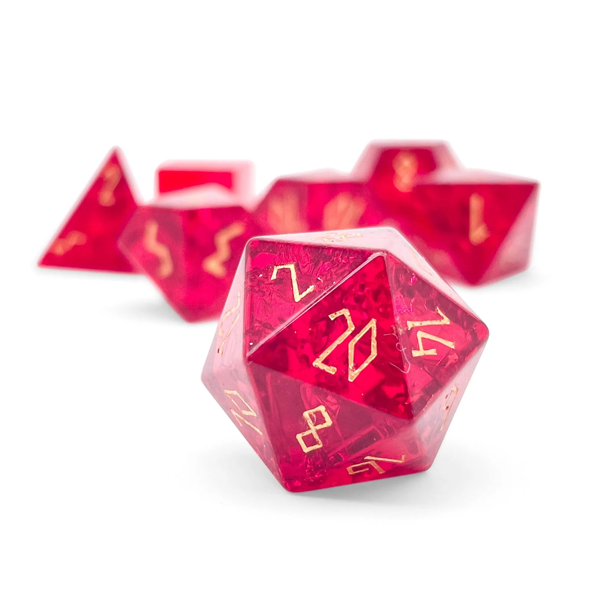 Shattered Zircon Garnet - 7 Piece RPG Set Zircon Glass Dice