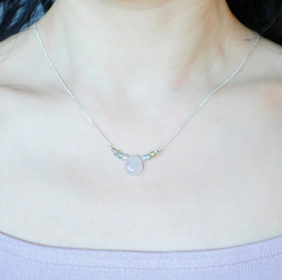 Silver Centered Rose Quartz Necklace