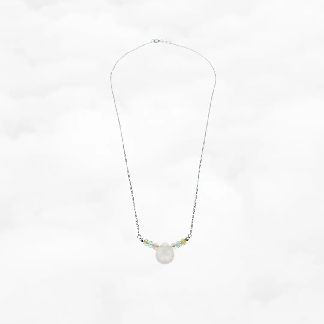 Silver Centered Rose Quartz Necklace