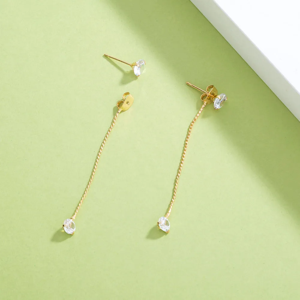 Simple gold with two elegant white zircon earrings