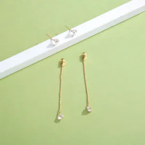 Simple gold with two elegant white zircon earrings