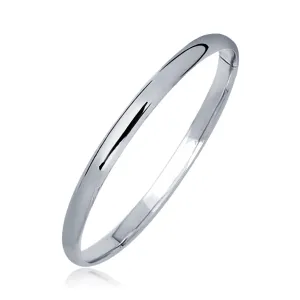 Size: 5.5'' - 14k White Gold Dome Children's Bangle with a Polished Finish