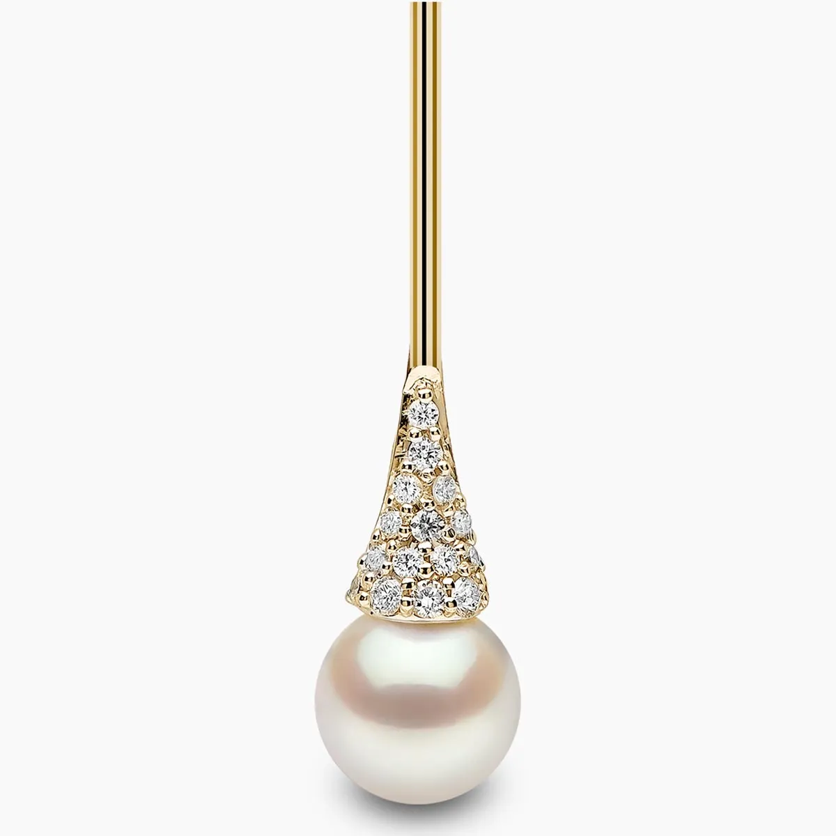 Sleek 18K Gold Double Pearl and Diamond Earrings