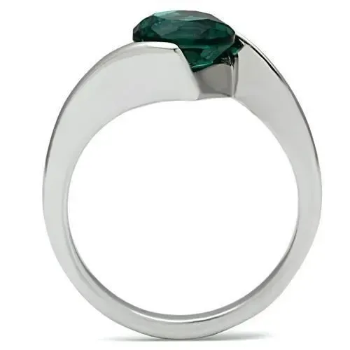 Sleek Stainless Steel Ring with Blue Zircon Glass - Modern Elegance