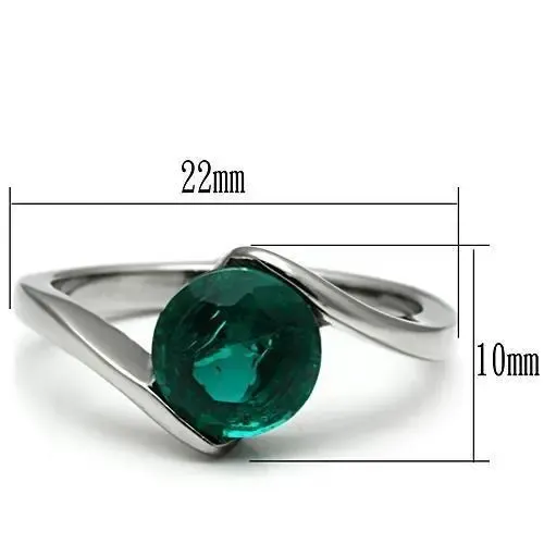 Sleek Stainless Steel Ring with Blue Zircon Glass - Modern Elegance