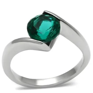 Sleek Stainless Steel Ring with Blue Zircon Glass - Modern Elegance