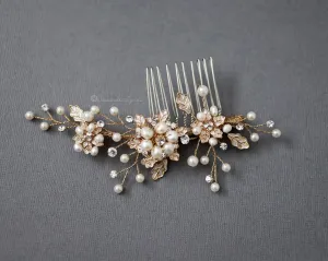 Small Gold Pearl Hair Comb