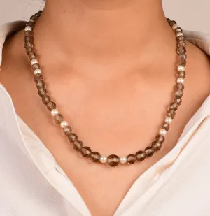 Smoky Quartz with Pearl Necklace