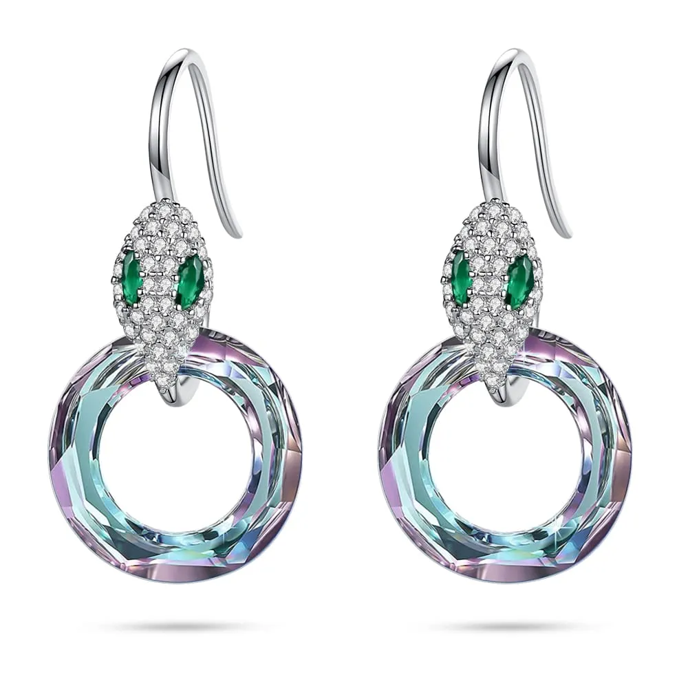 Snake & Crystal Earrings Women Jewelry