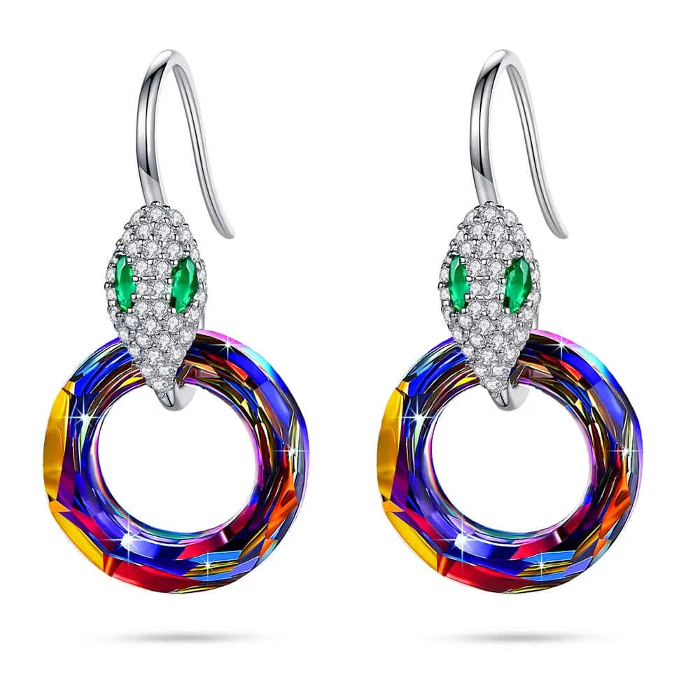 Snake & Crystal Earrings Women Jewelry