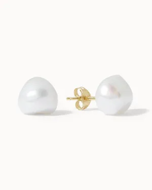 Solid Gold Pearl Stud Earrings