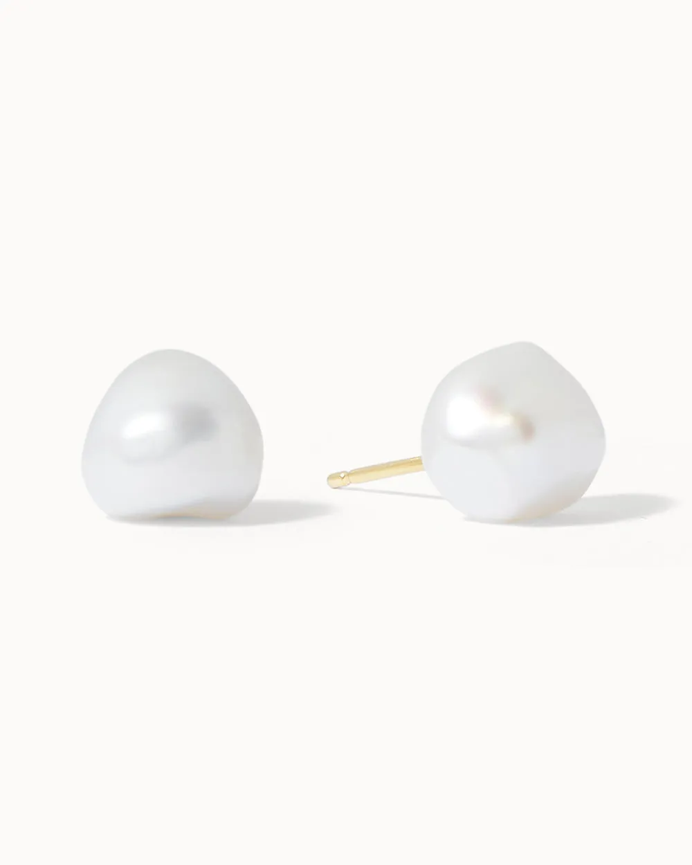 Solid Gold Pearl Stud Earrings