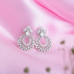 Sparkling Rhodium Plated 925 Sterling Silver Earring