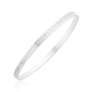 Sterling Silver 65x4mm Greek Key Bangle