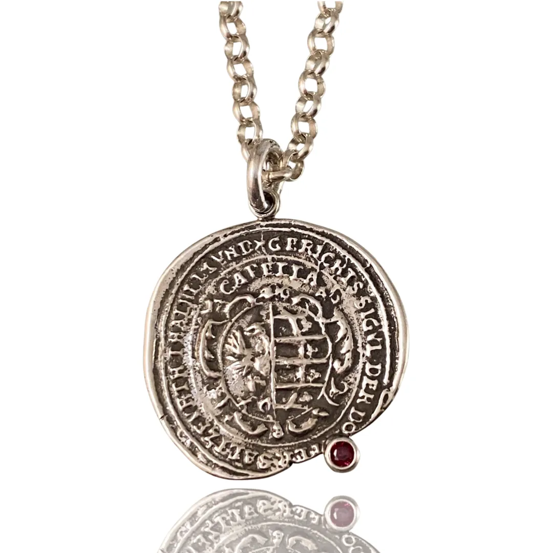 Sterling Silver &  Gemstone Medallion Necklace