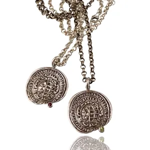 Sterling Silver &  Gemstone Medallion Necklace