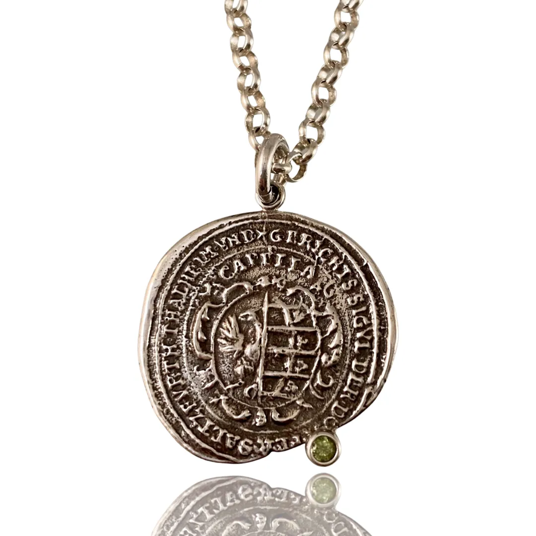 Sterling Silver &  Gemstone Medallion Necklace