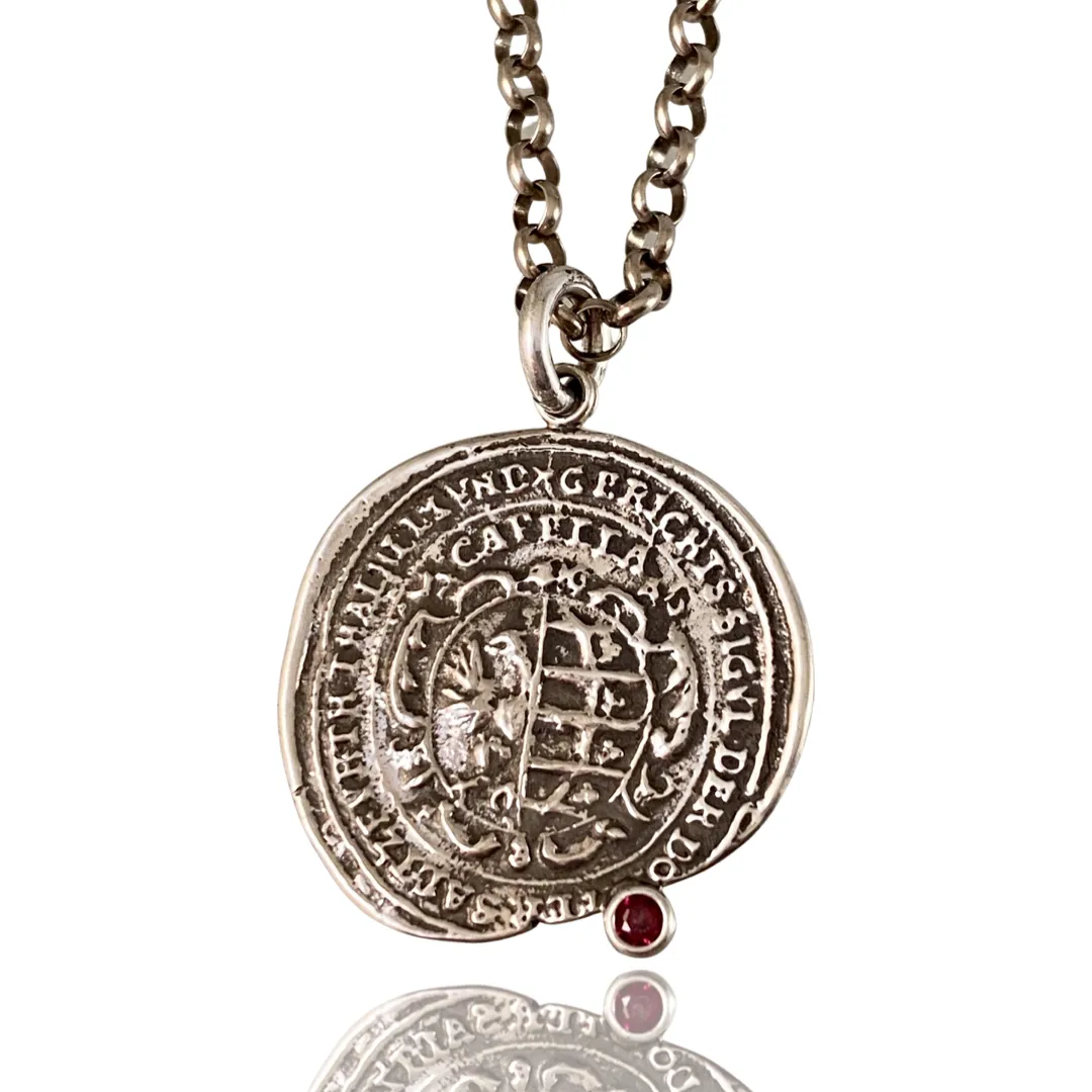 Sterling Silver &  Gemstone Medallion Necklace