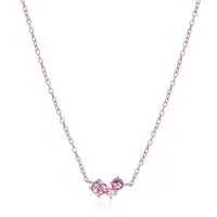 Sterling Silver/Rose Gold Plate CZ, Pink Amethyst & Amethyst 16" Necklace