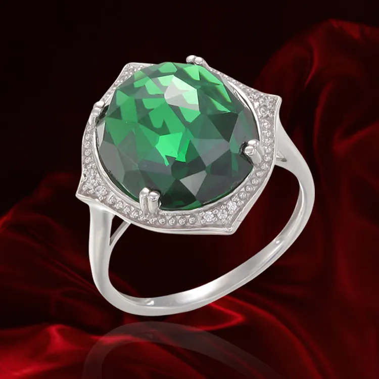 Stunning Cocktail Ring with Green CZ