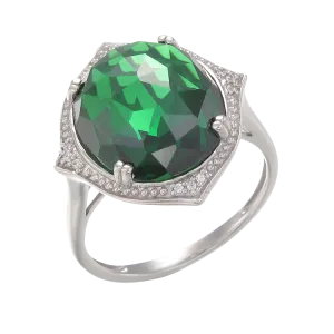 Stunning Cocktail Ring with Green CZ