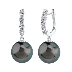 Tahitian South Sea Pearl & Diamond Belle Earrings