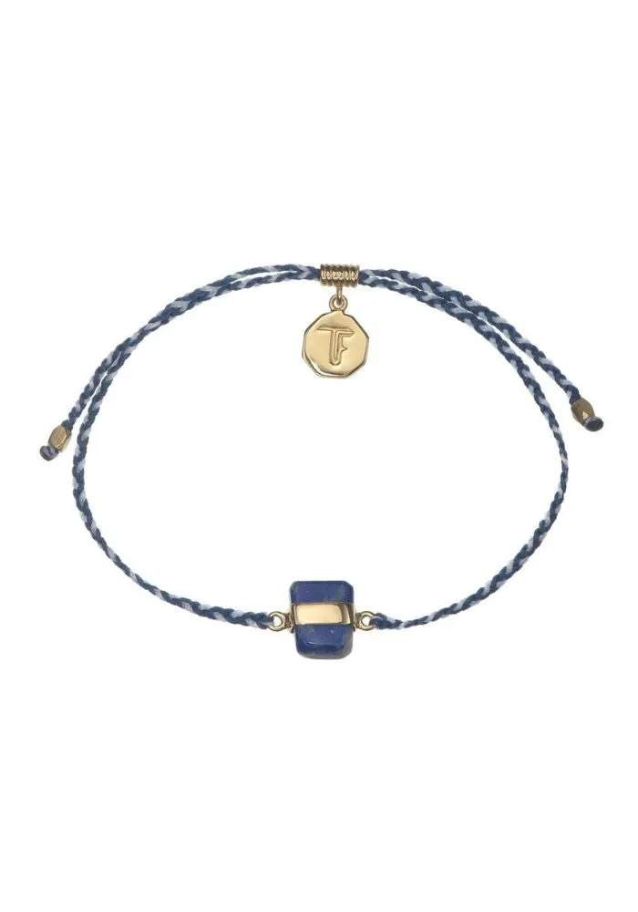 Tiger Frame Lapis Lazuli Crystal Gold Bracelet- Blue/White