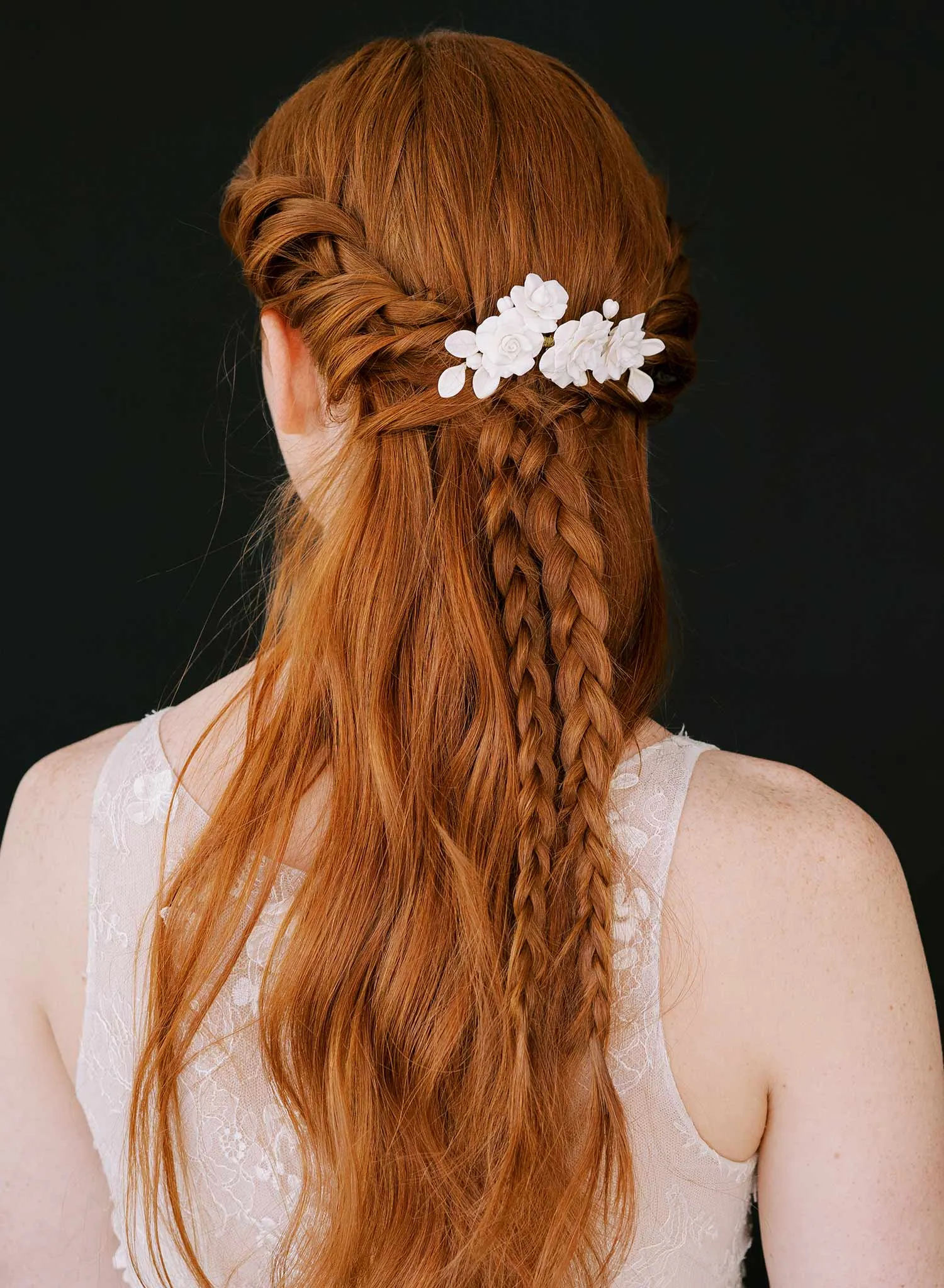 Triple clay rose bridal hair comb - Style #2394