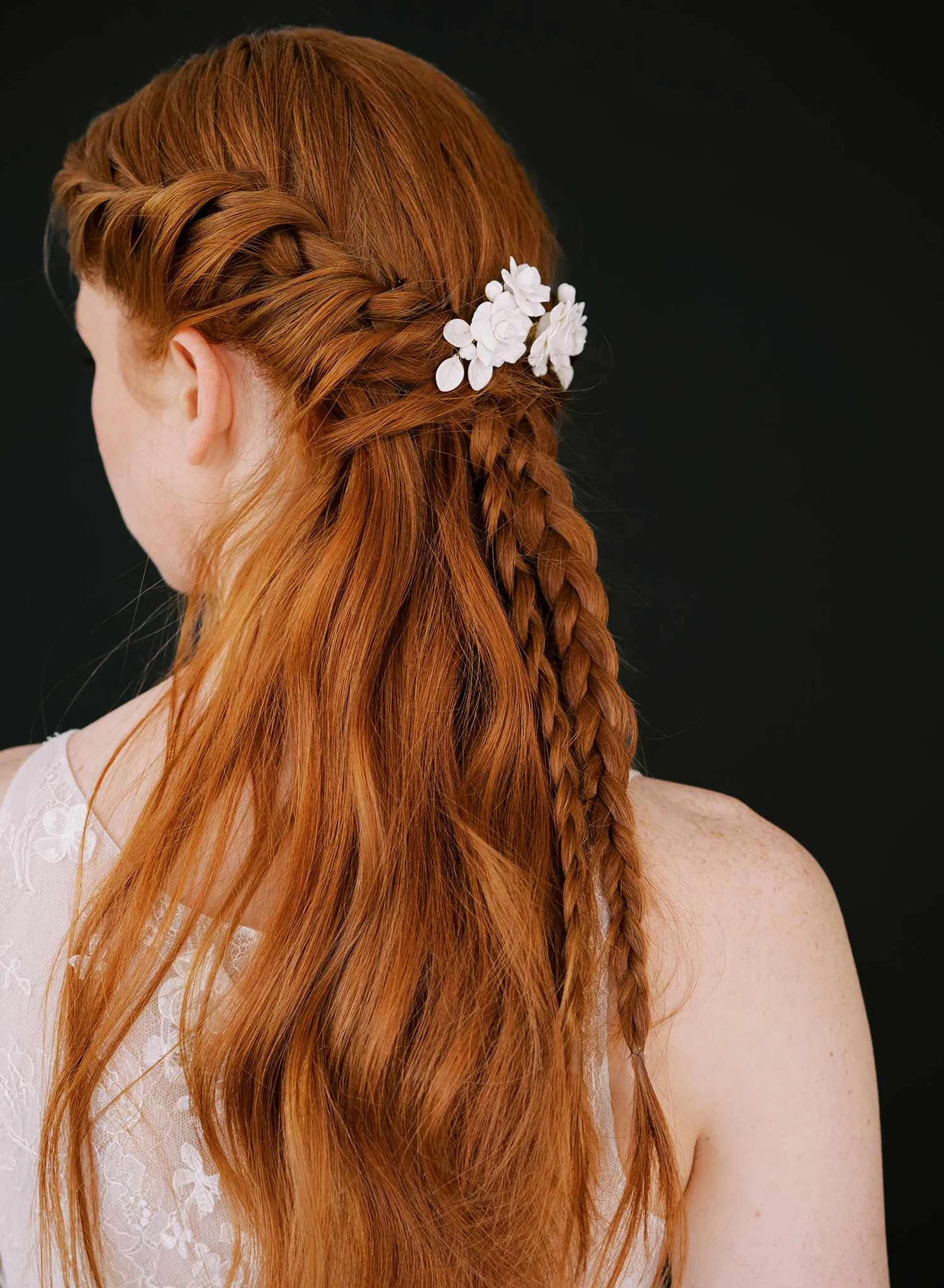 Triple clay rose bridal hair comb - Style #2394