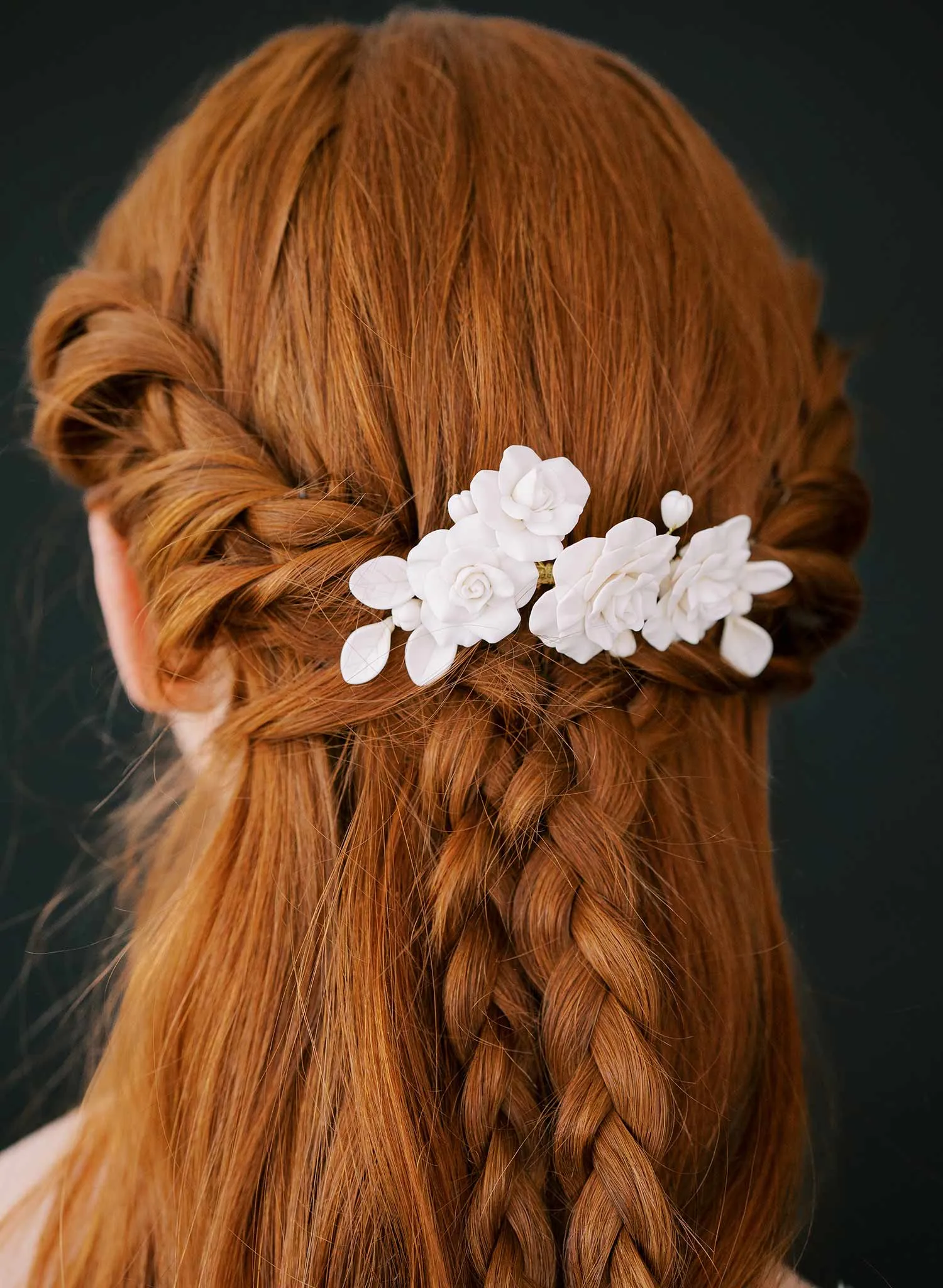 Triple clay rose bridal hair comb - Style #2394