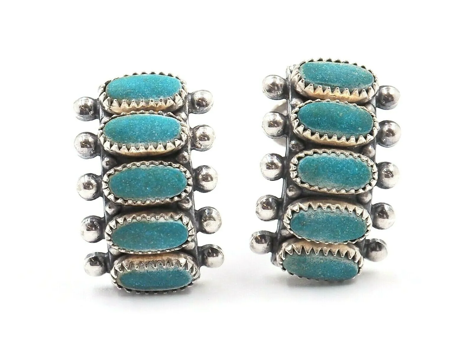 Turquoise Sterling Silver Screw Back Earrings