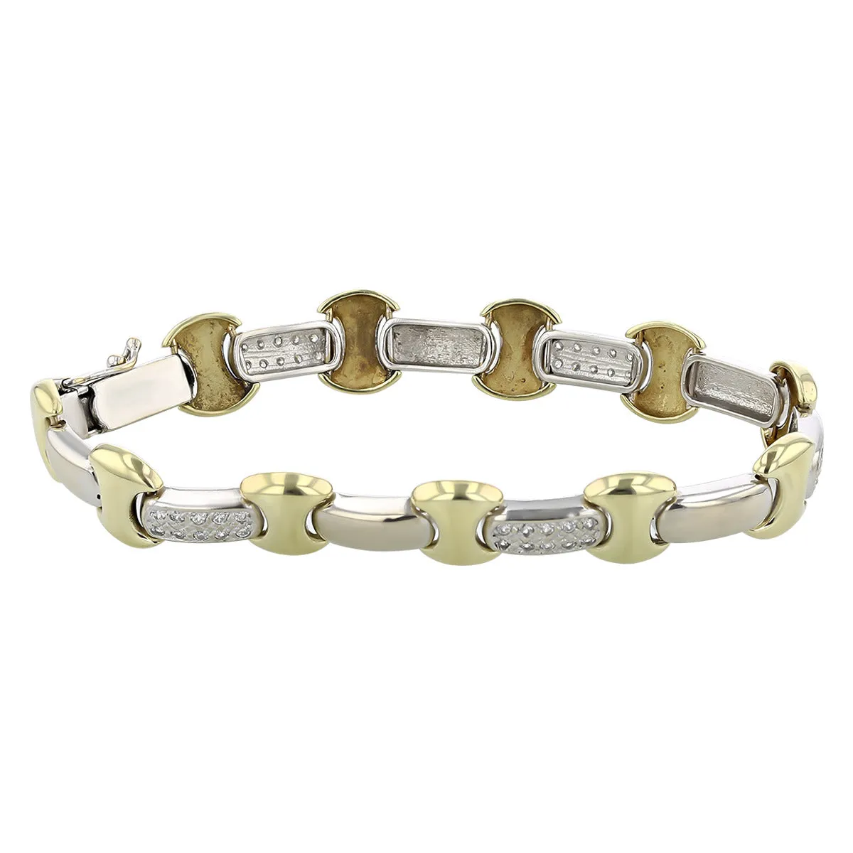 Two-Tone 14K Link Bracelet with Diamonds