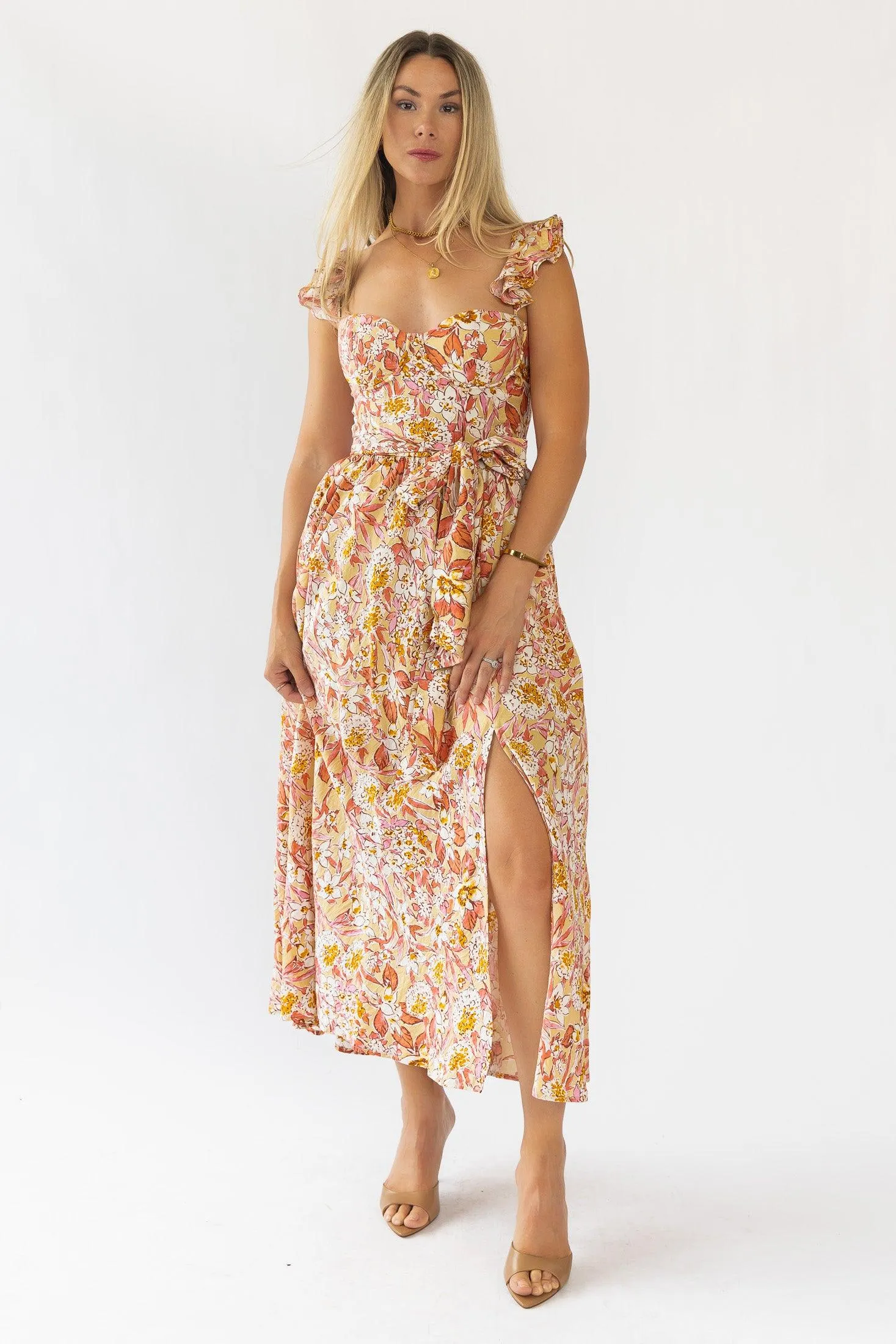 Vara Corset Floral Maxi Dress