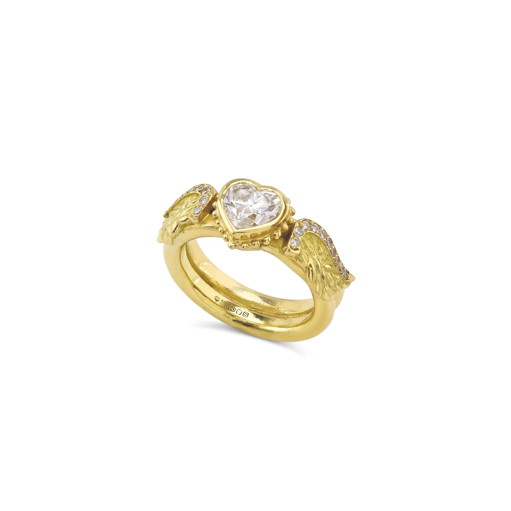 Venetian Wing Diamond Heart Ring