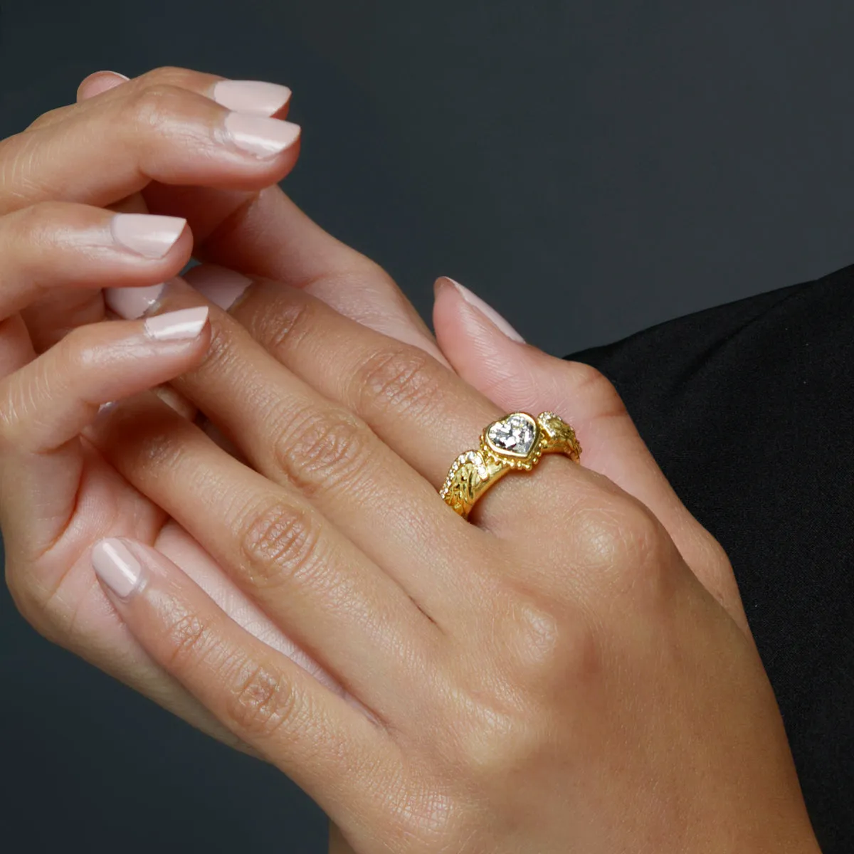 Venetian Wing Diamond Heart Ring