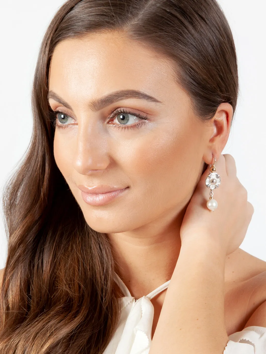 Vic Disc Pearl Drop Earrings