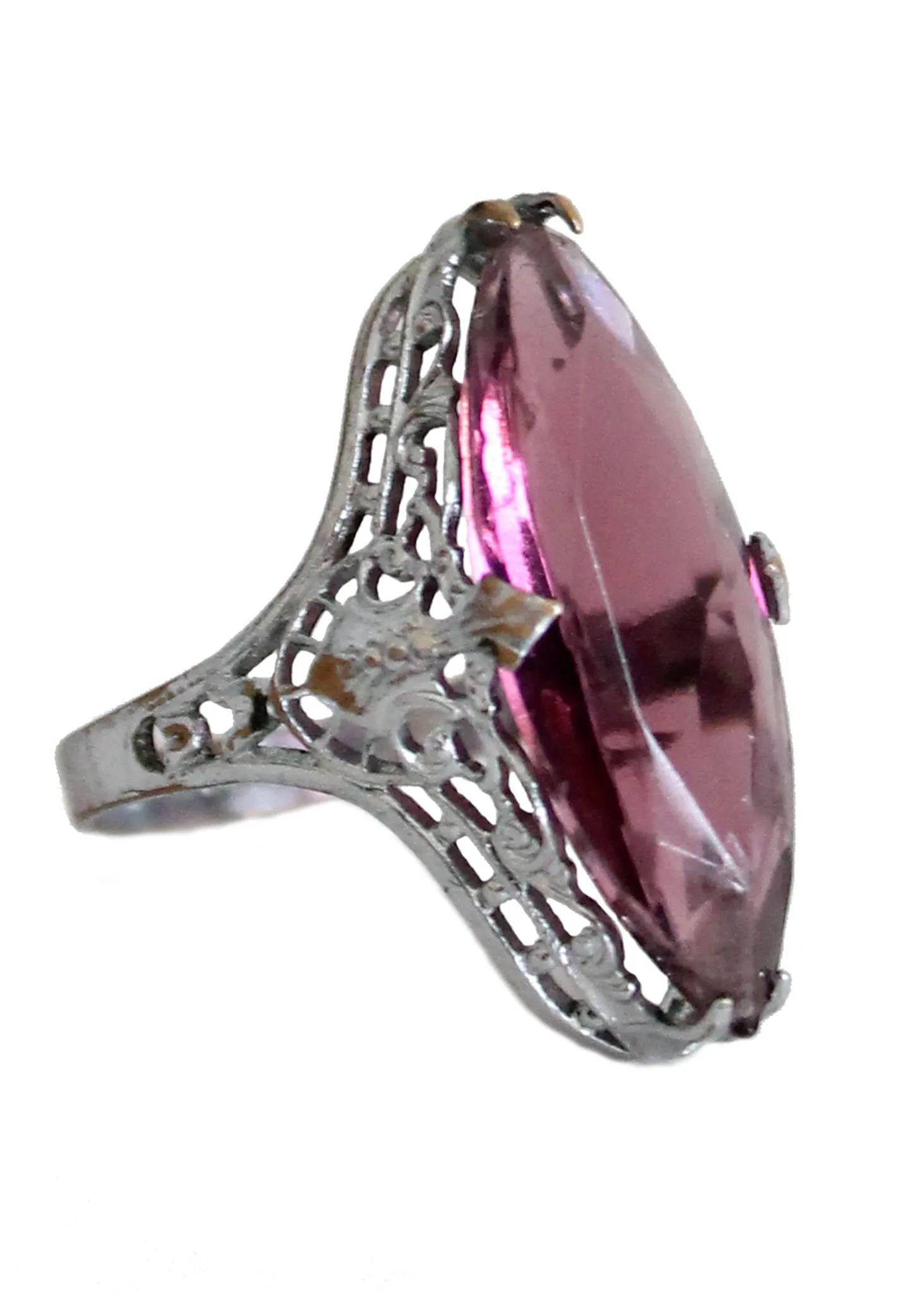 Vintage 1930s Plum Art Deco Cocktail Ring