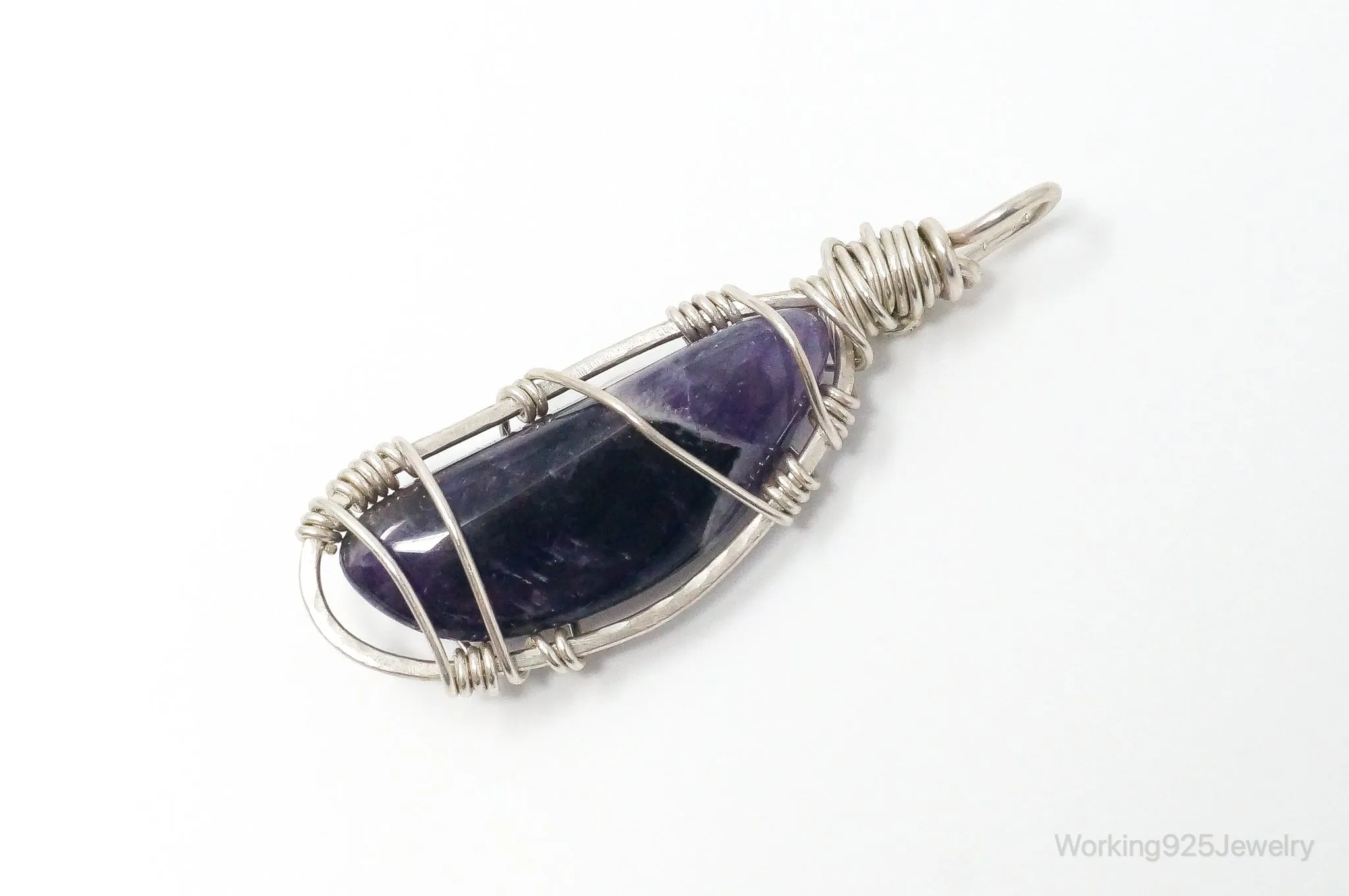 Vintage Large Amethyst Sterling Silver Necklace Pendant