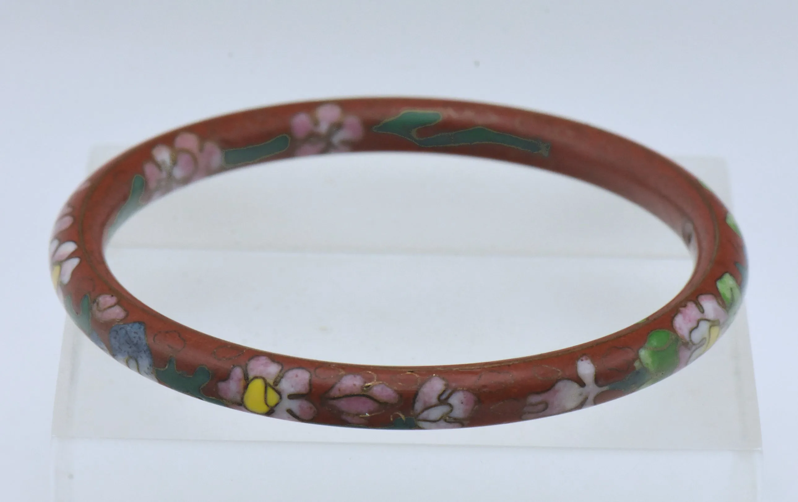 Vintage Red Cloisonne Bangle Bracelet